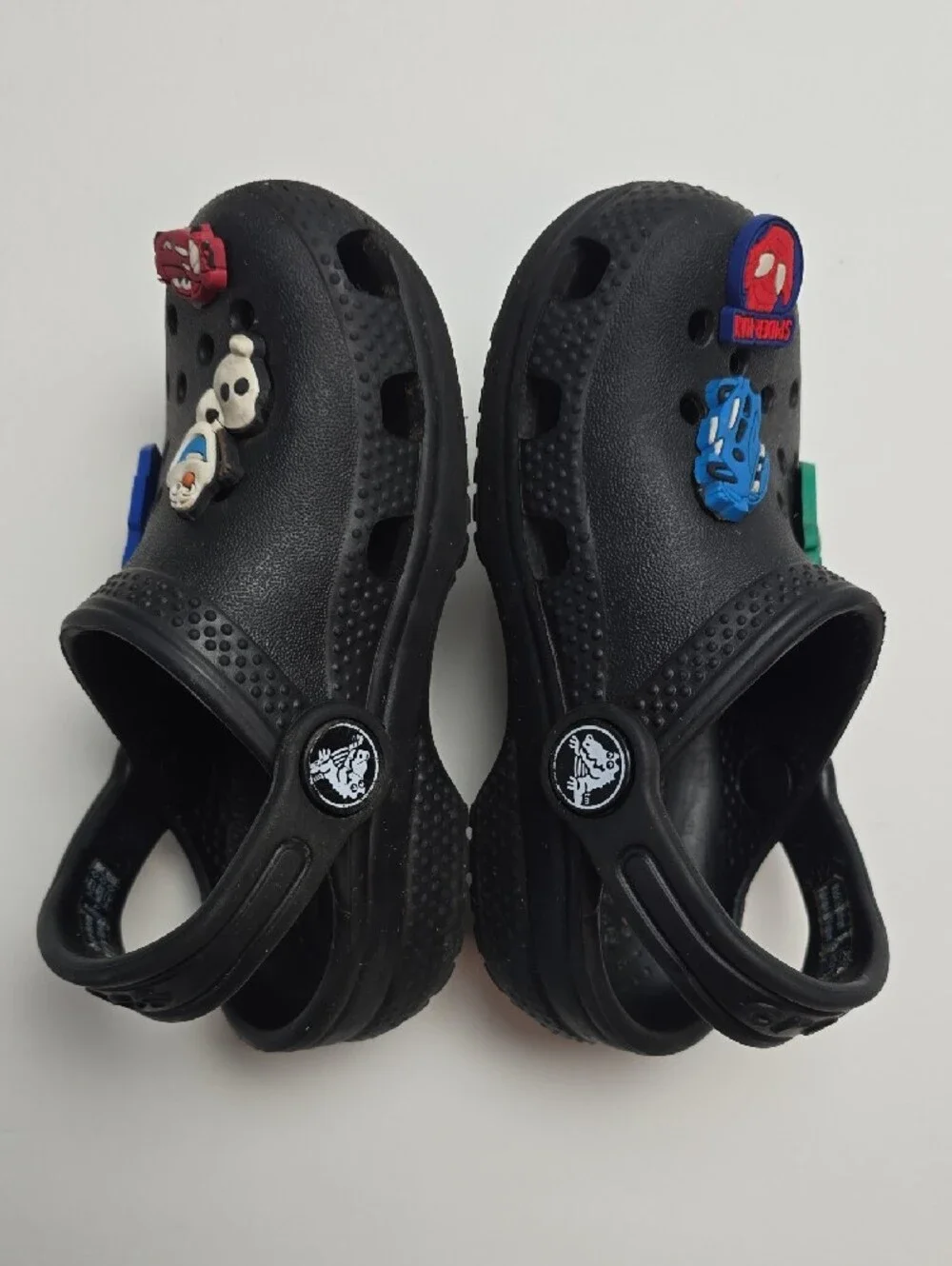 Kids Black Clog Shoes with Fun Pixar Charms Size C7